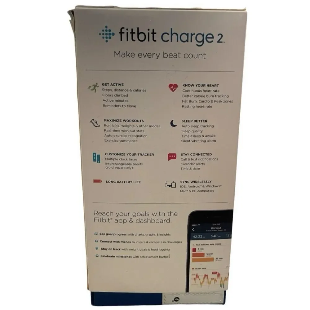 Fitbit Charge 2 Pink Band Size S Heart Rate Tracker w/ Box – Scratch on Screen